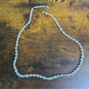 Aurora Borealis AB Crystal Beaded Necklace Vintage 23 Inch